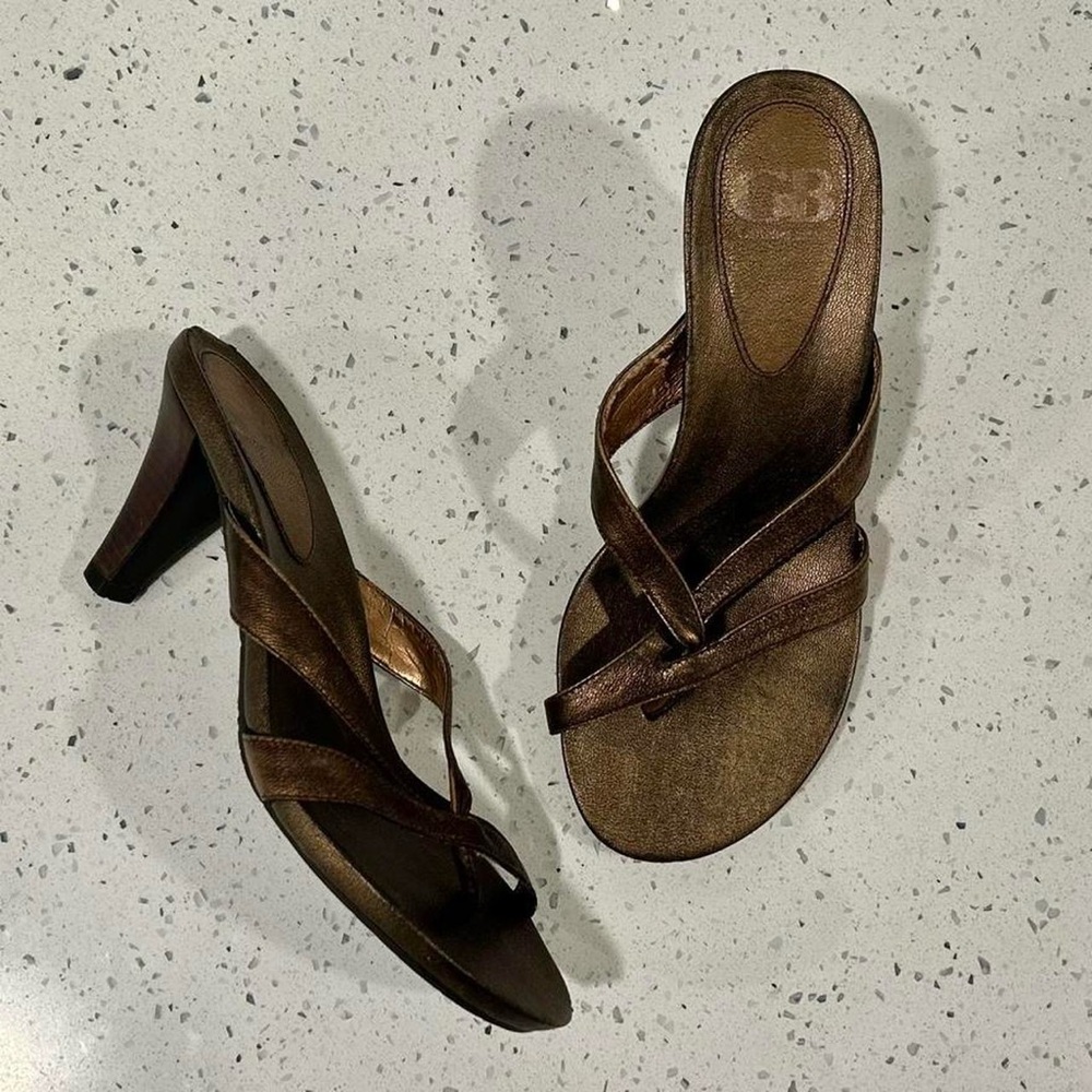 Metallic Bronze Leather Heels